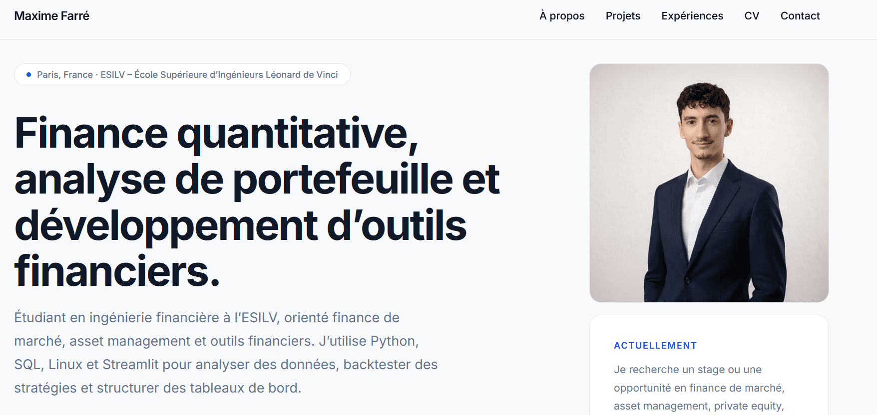 Site portfolio carrière (ce site) - project preview